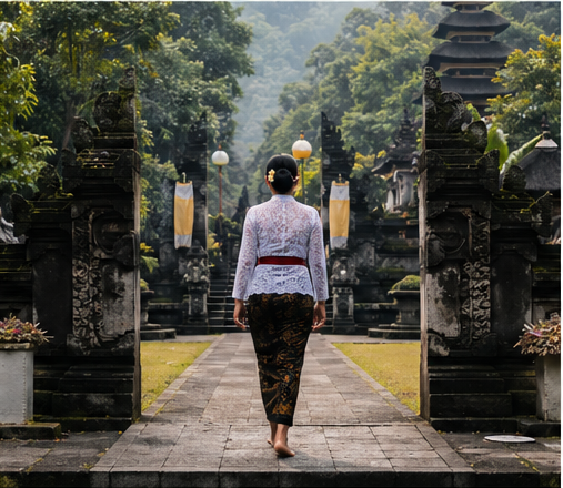 Walking toward sacred water