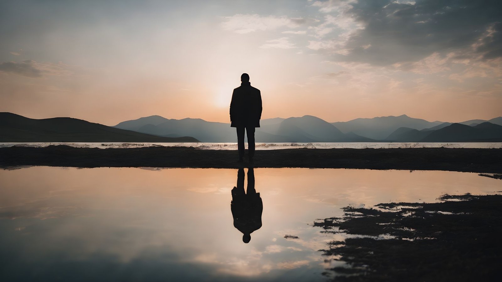 Quiet traveller reflection after river meditation