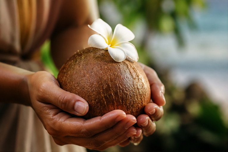Receiving a coconut
