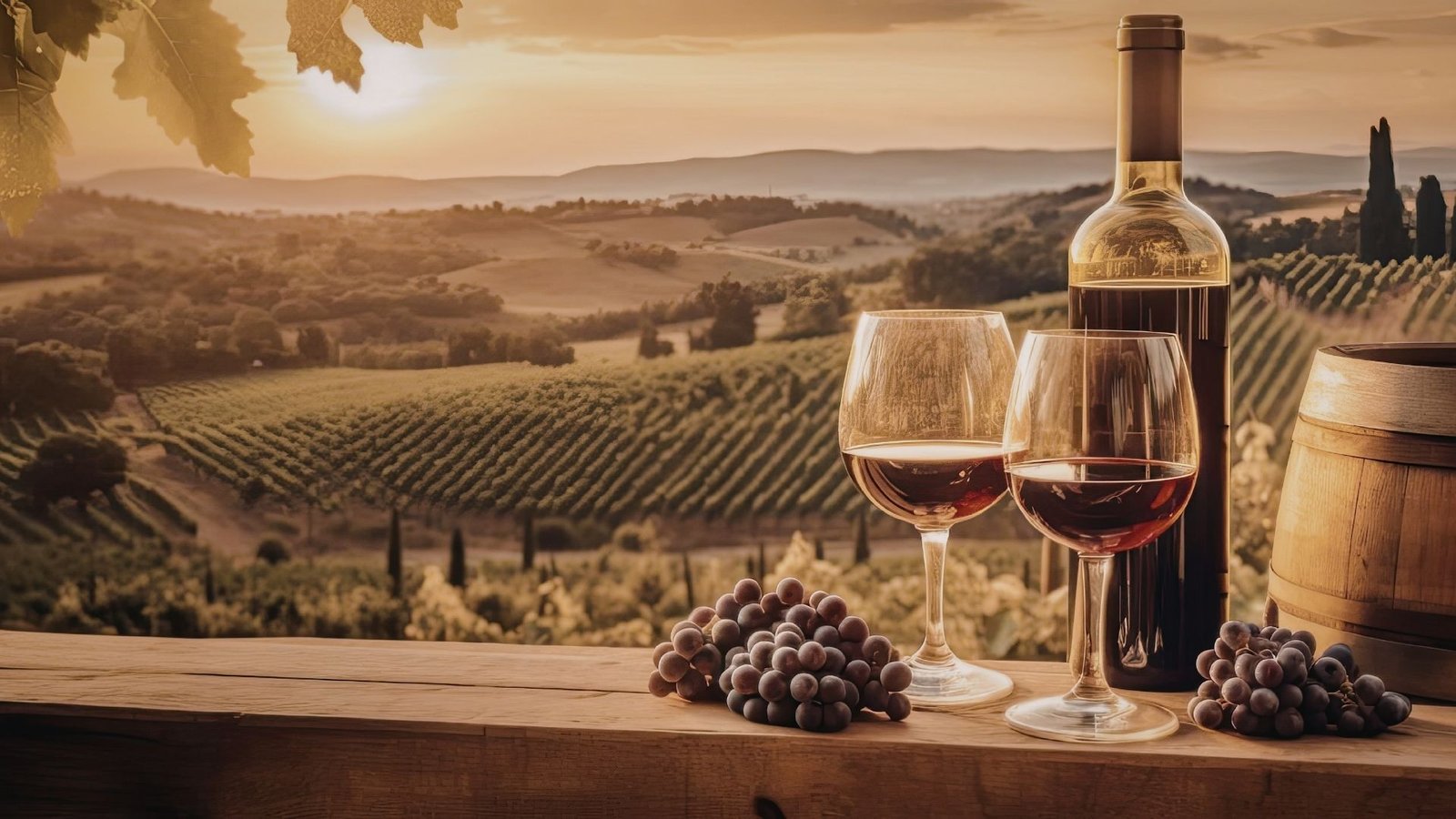 Wine glass at sunset