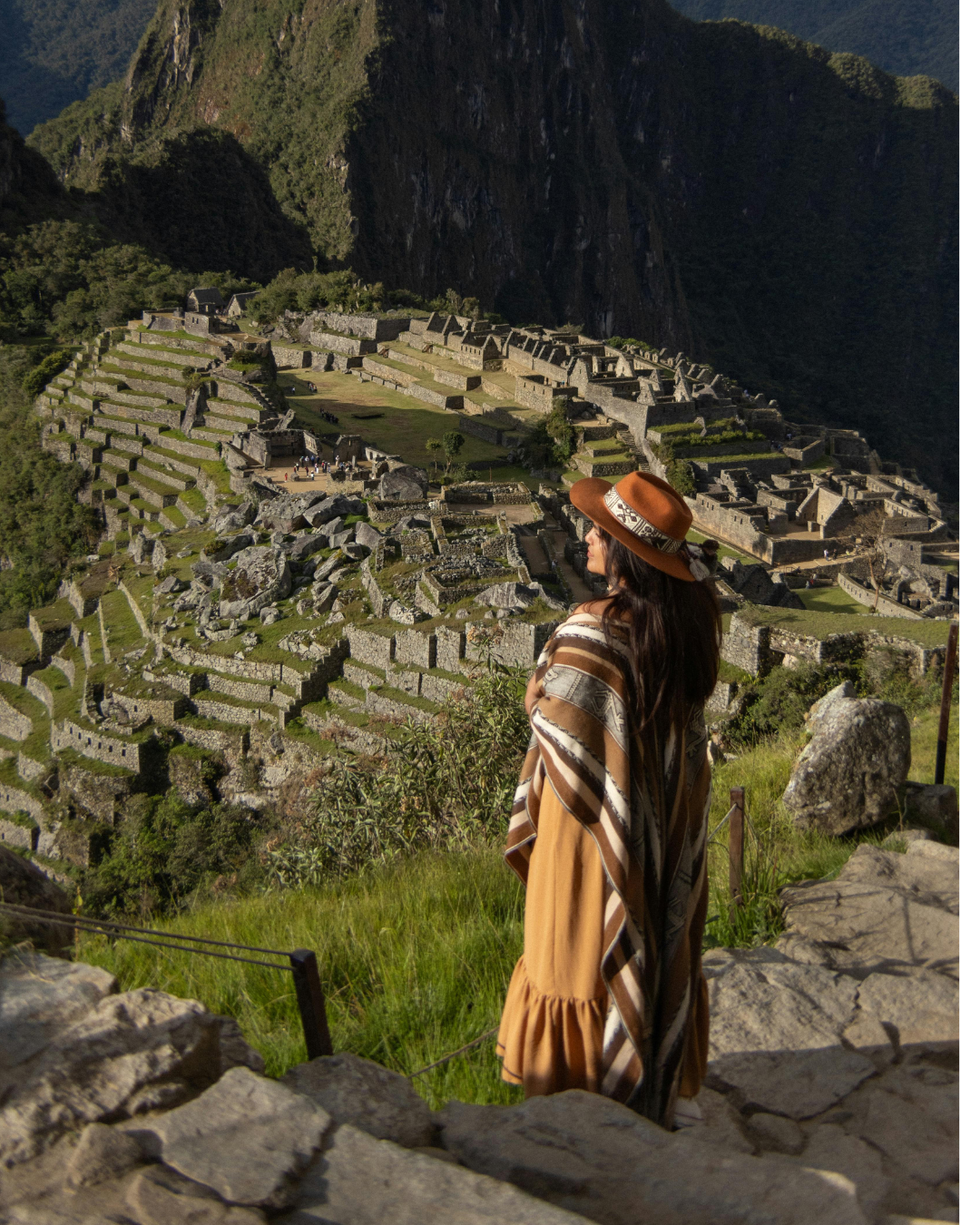 Person in quiet reflection before Andes mountains