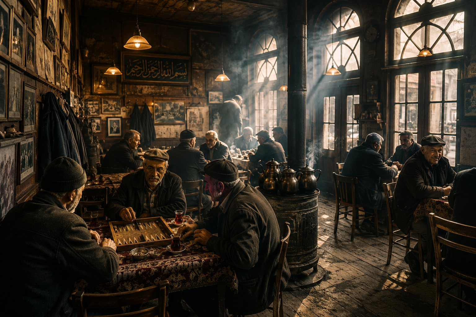 Old Turkish tea house interior
