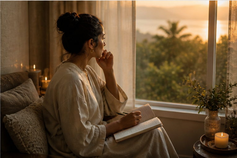 Quiet emotional reflection at home