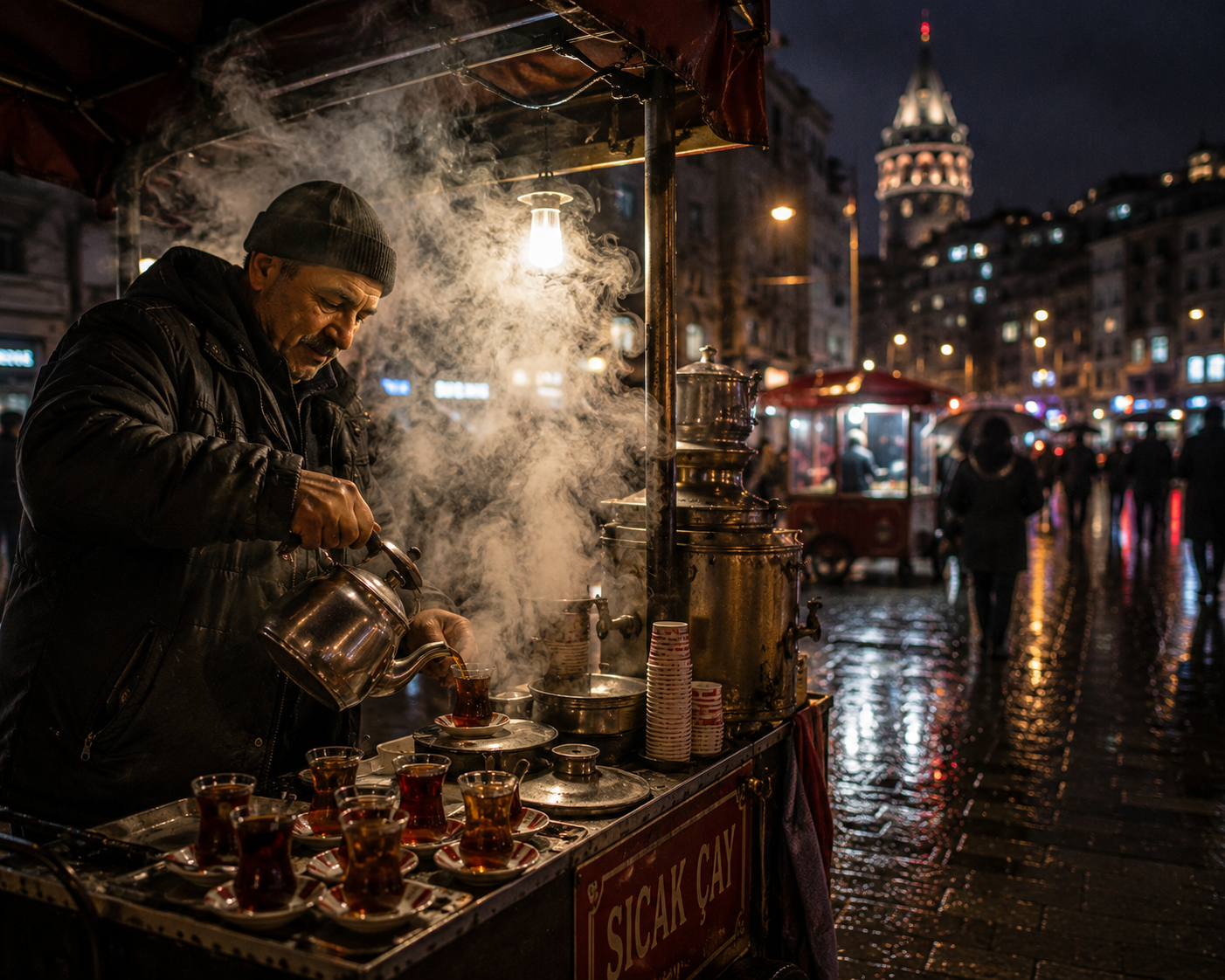 Turkish tea brewing