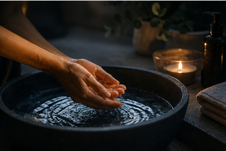 Cool water on hands