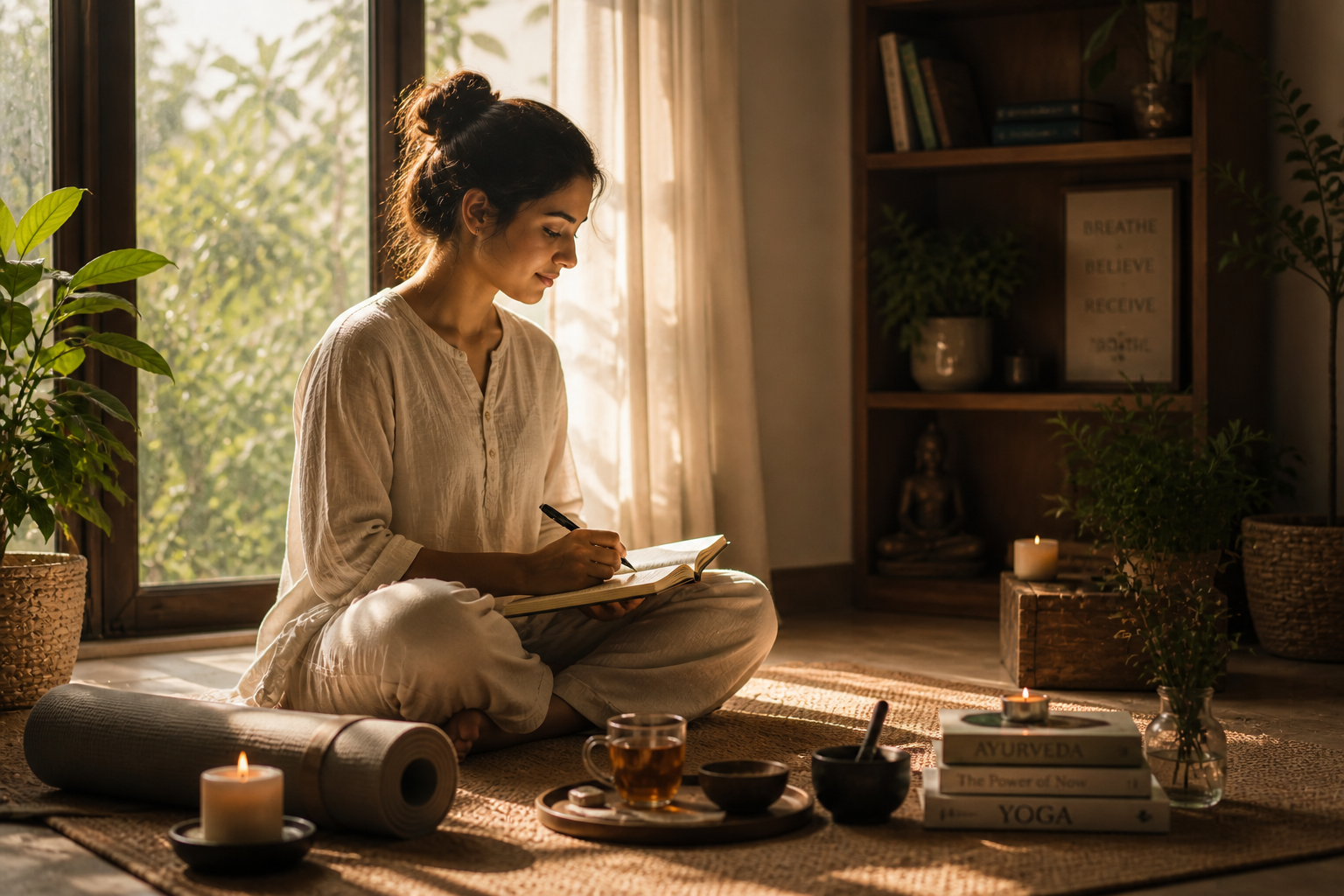 Young person learning quiet wellness