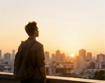 Young adult sunrise beginning