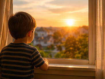Looking out window