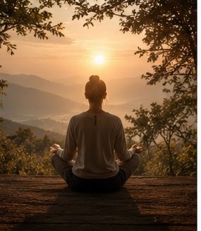 A person sitting quietly before sunrise