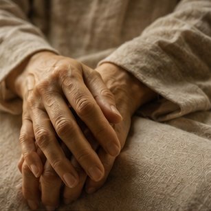 Gentle hands resting in warm light