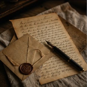 Old handwritten letter on table
