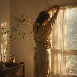 Soft quiet movement in warm light