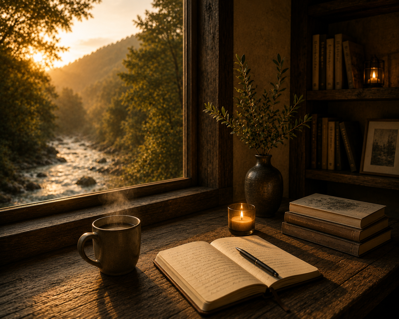 An open journal resting on an old bridge