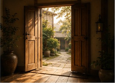 Open doorway with warm morning light