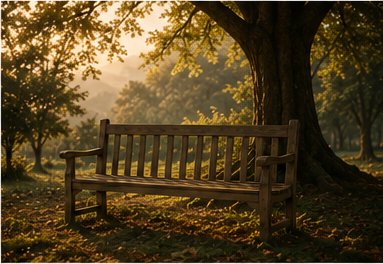 Empty bench under trees