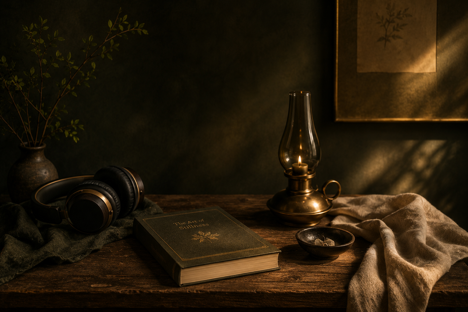 Quiet still life suggesting different equally welcome ways to rest