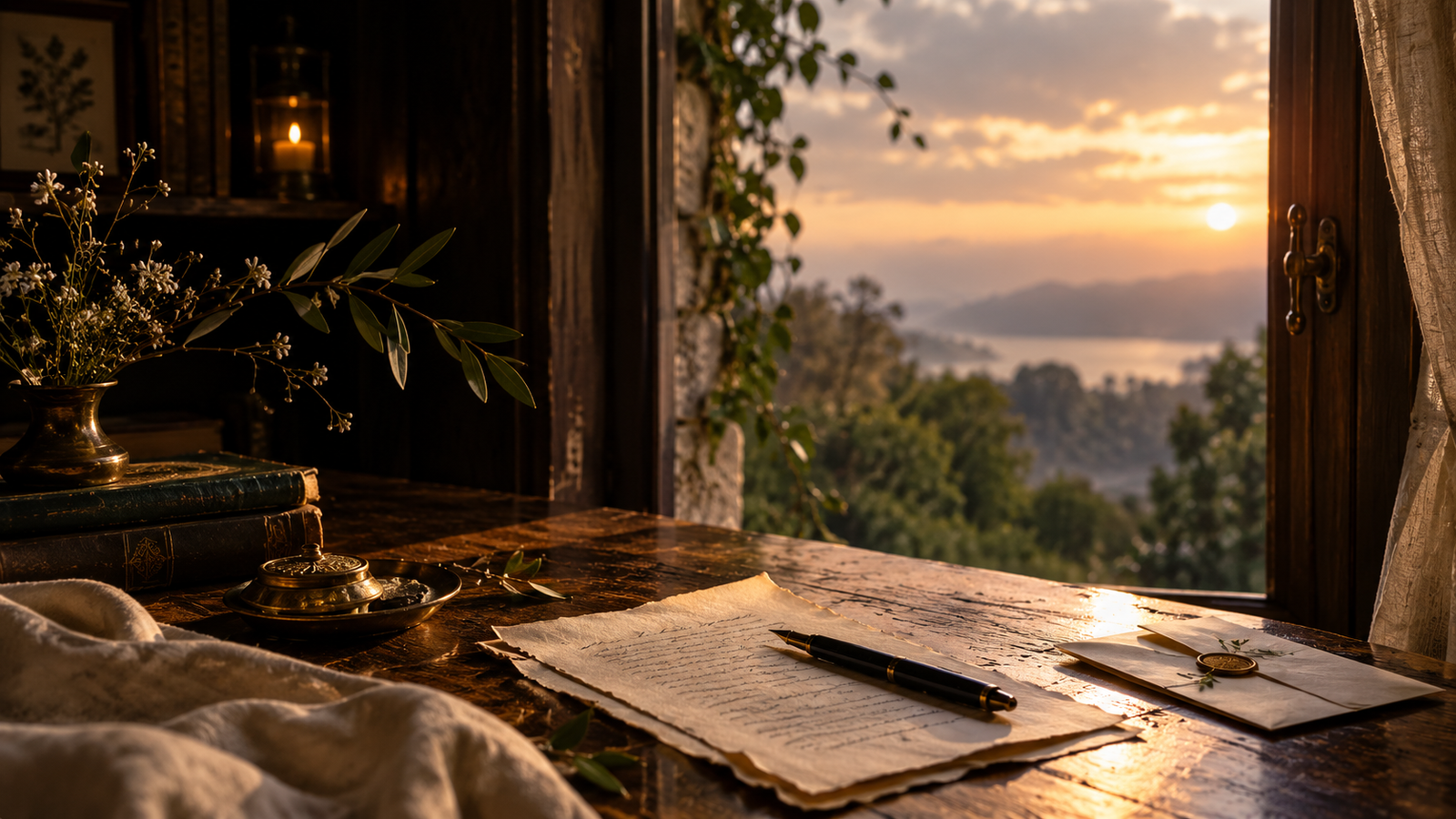 A quiet writing table prepared for a thoughtful offering to Healnest
