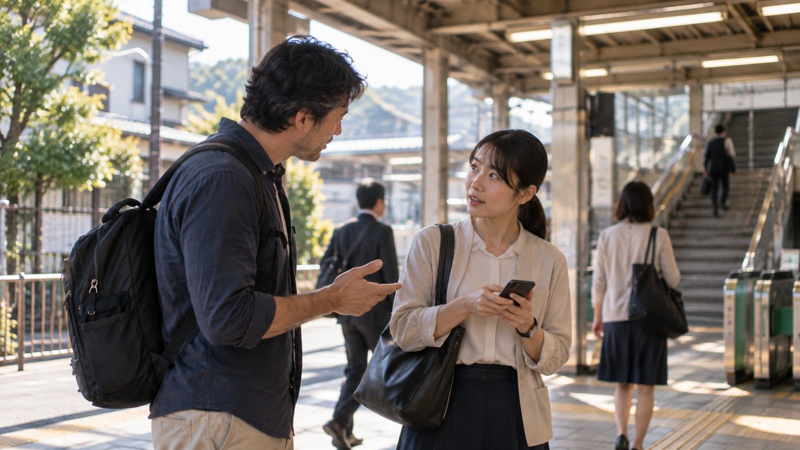 Asking for help near a Japanese station
