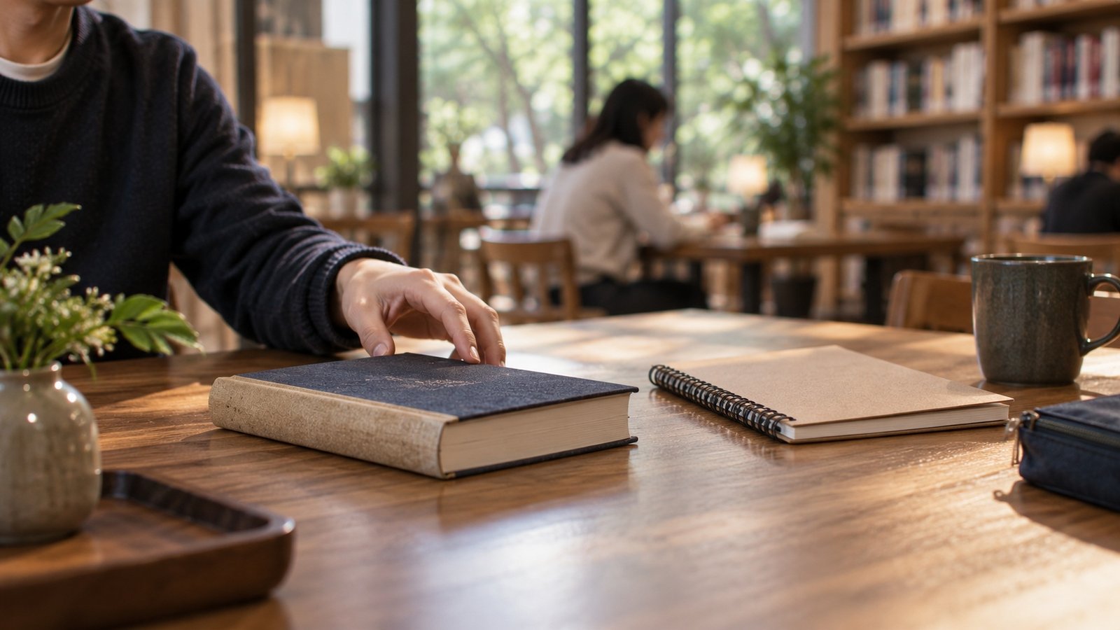 A book and another object on a quiet Japanese study table
